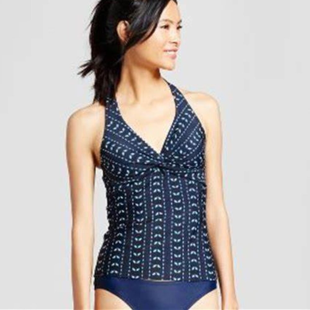 💥NWOT Merona Twist Front Swim Tankini Top Size L